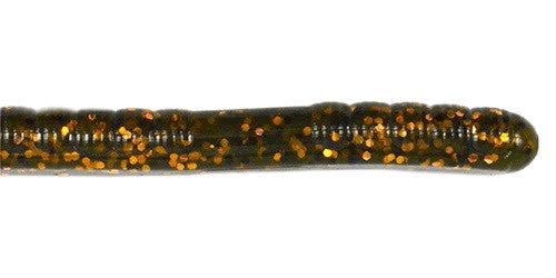 10" Ribbon Tail Worm - Green Pumpkin / Copper Flakes