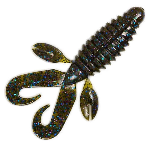 SwimN Mama  4"-  Green Pumpkin / Blue & Purple Flake